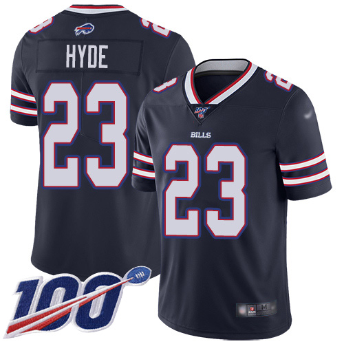 Men Buffalo Bills 23 Micah Hyde Limited Navy Blue Inverted Legend 100th Season NFL Jersey